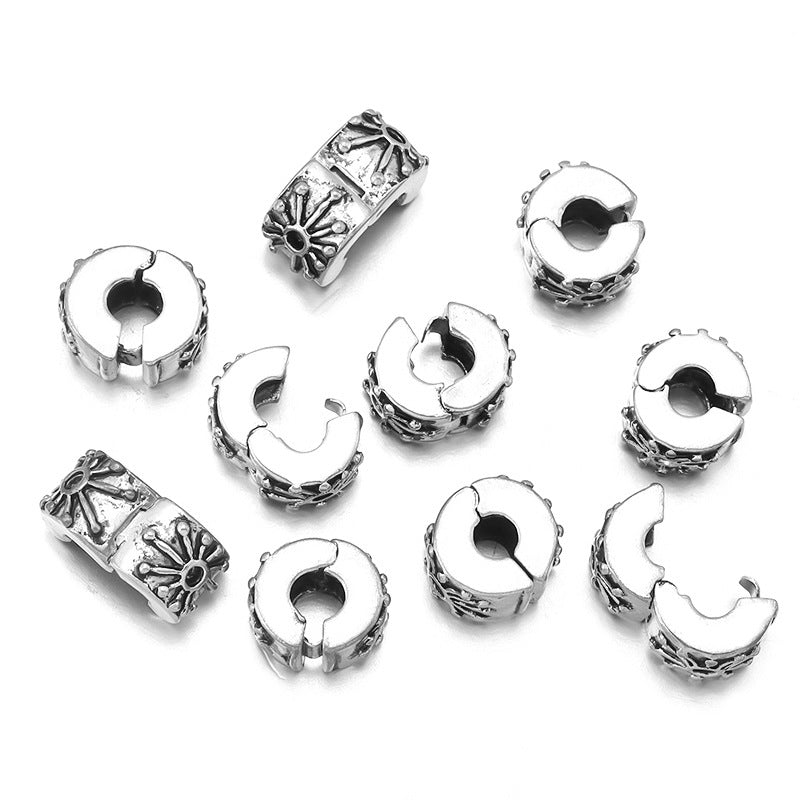 Pulsera de plata de 10 piezas de 10 piezas al por mayor Posicionamiento sin deslizamiento Clip Beads de hebilla